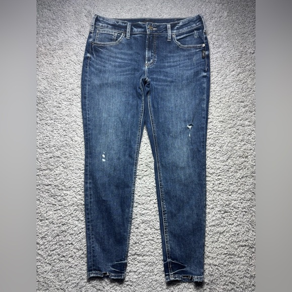 Silver Jeans Womens 32 Avery Skinny Selvedge Denim Big Stitch Embroidered Street - Picture 2 of 5